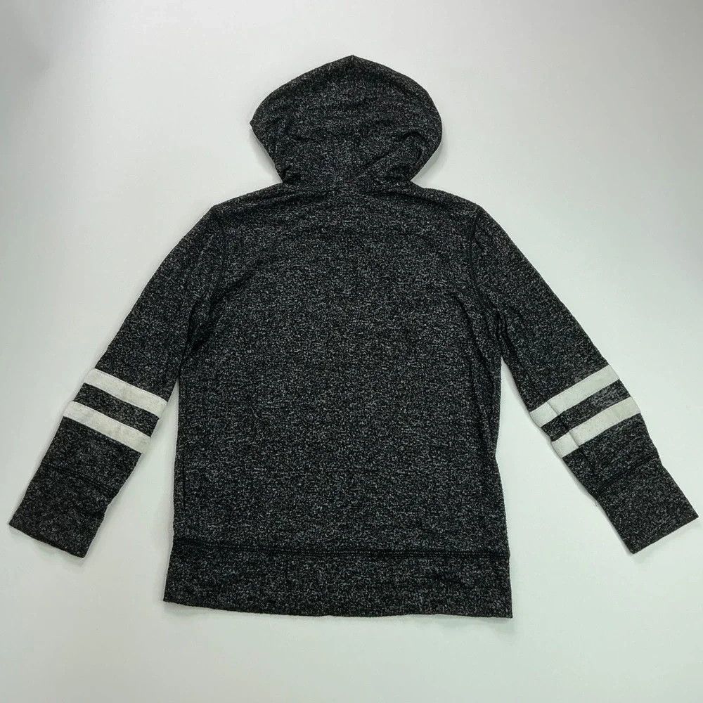 Old Navy Black Jack Plush Pullover Hoodie Kids Size S 6-7 Varsity Stripe Sporty